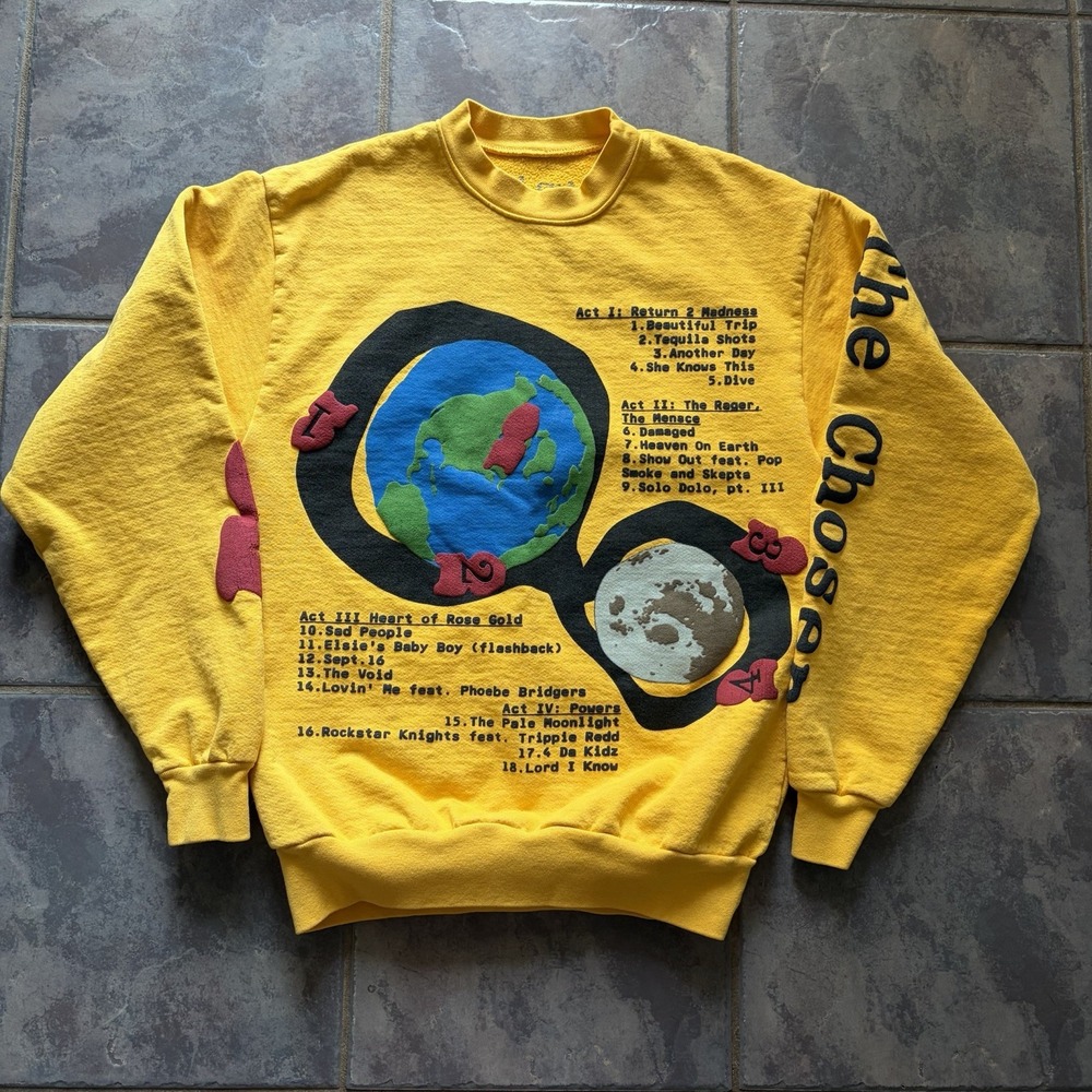Cactus Plant Flea Market Kid Cudi Man On The Moon III Sweatshirt in Yellow Small